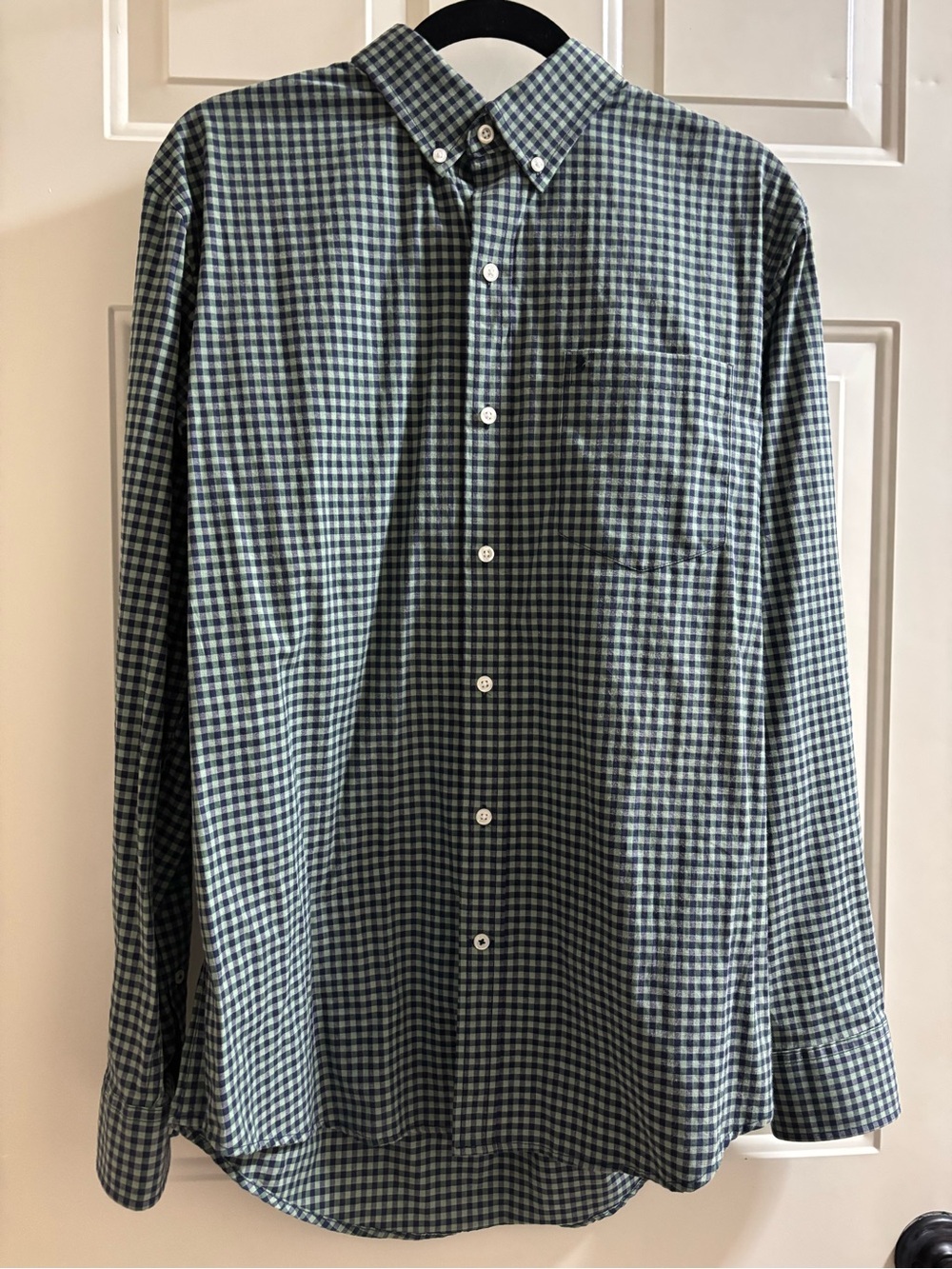Izod Green and Navy Gingham Button-Down Shirt